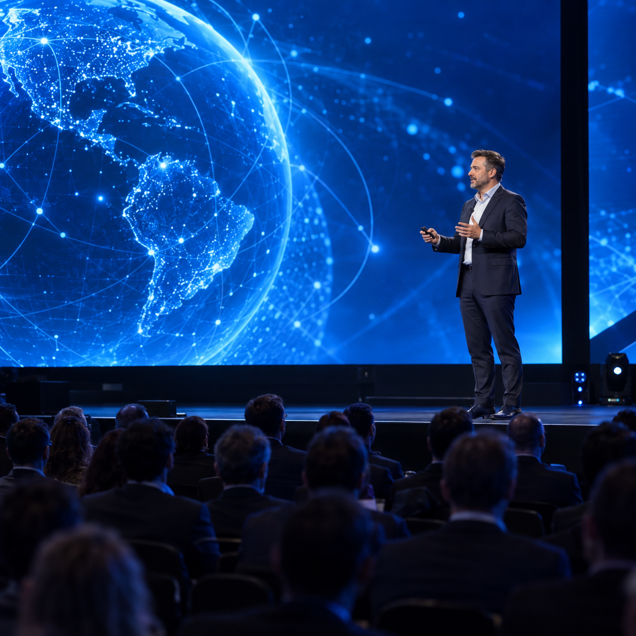 Conference attendees at a live event